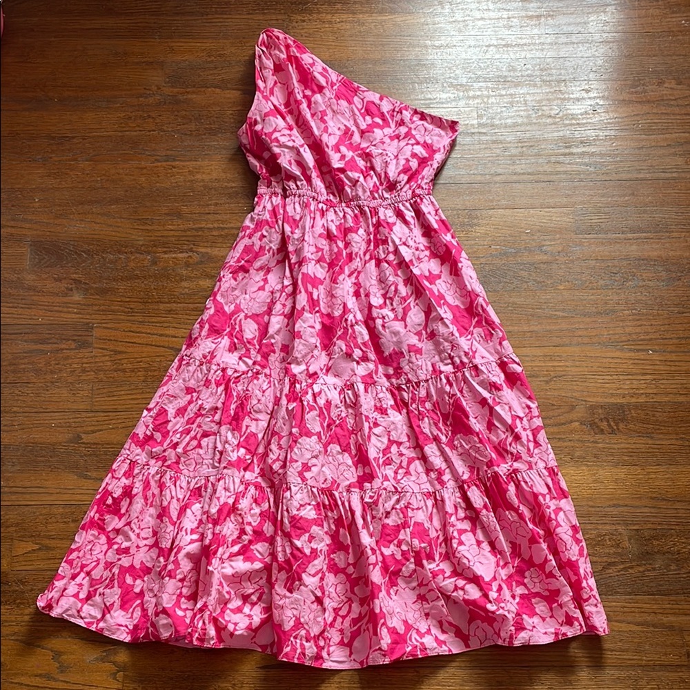 Hyacinth House One-Shoulder Pink Floral Maxi Dress